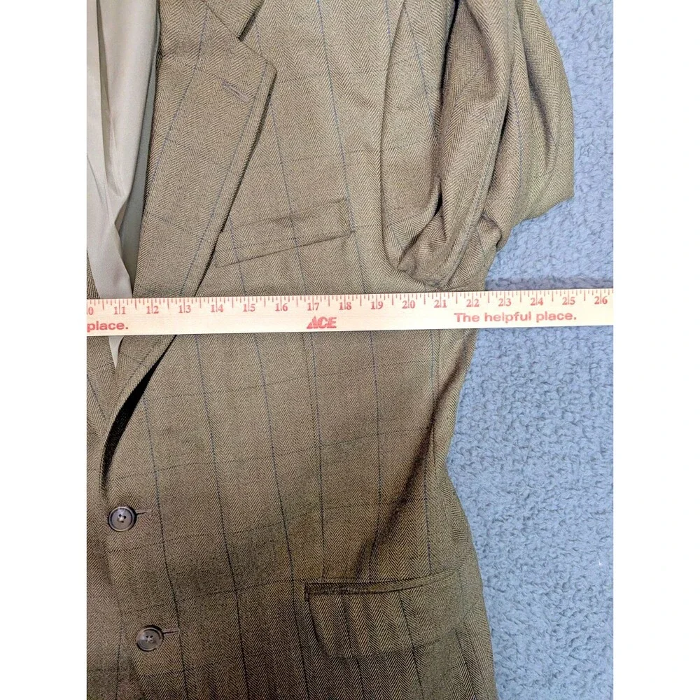 Lauren Ralph Lauren Wool Blazer Mens 46R Brown Plaid Sport Coat